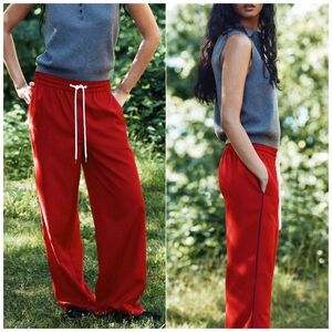H&M : size : M : red lightweight high waisted wide-leg casual drawstring pants